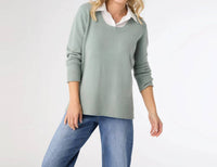 Coco + Carmen - Heavenly Luxe Crew Neck Sweater With Woven Collar