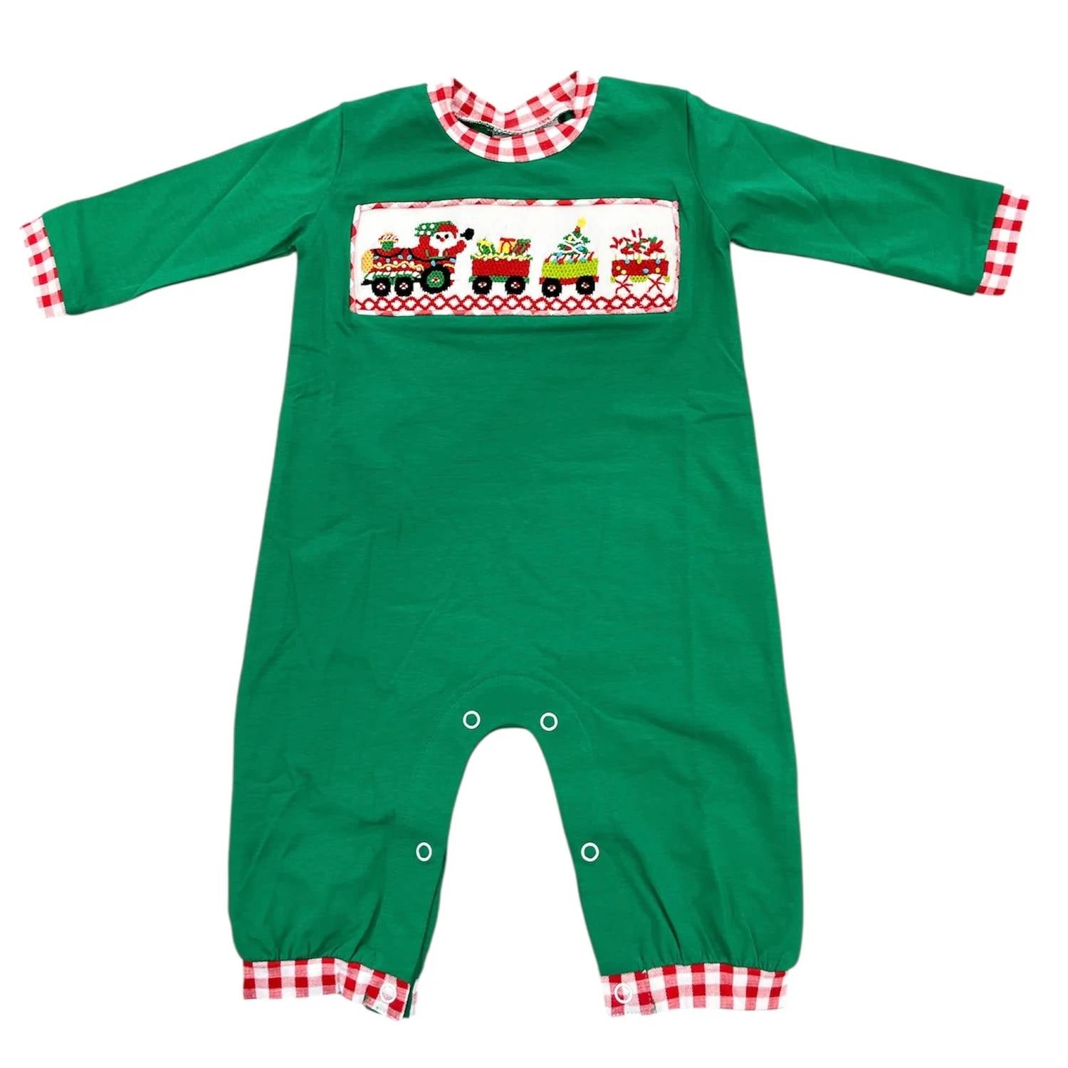 Whimsy Bay Kids - Kid's Santa's Train Smocked Romper