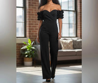 Xscape Elegant Off-shoulder Jumpsuit in black - women's pants