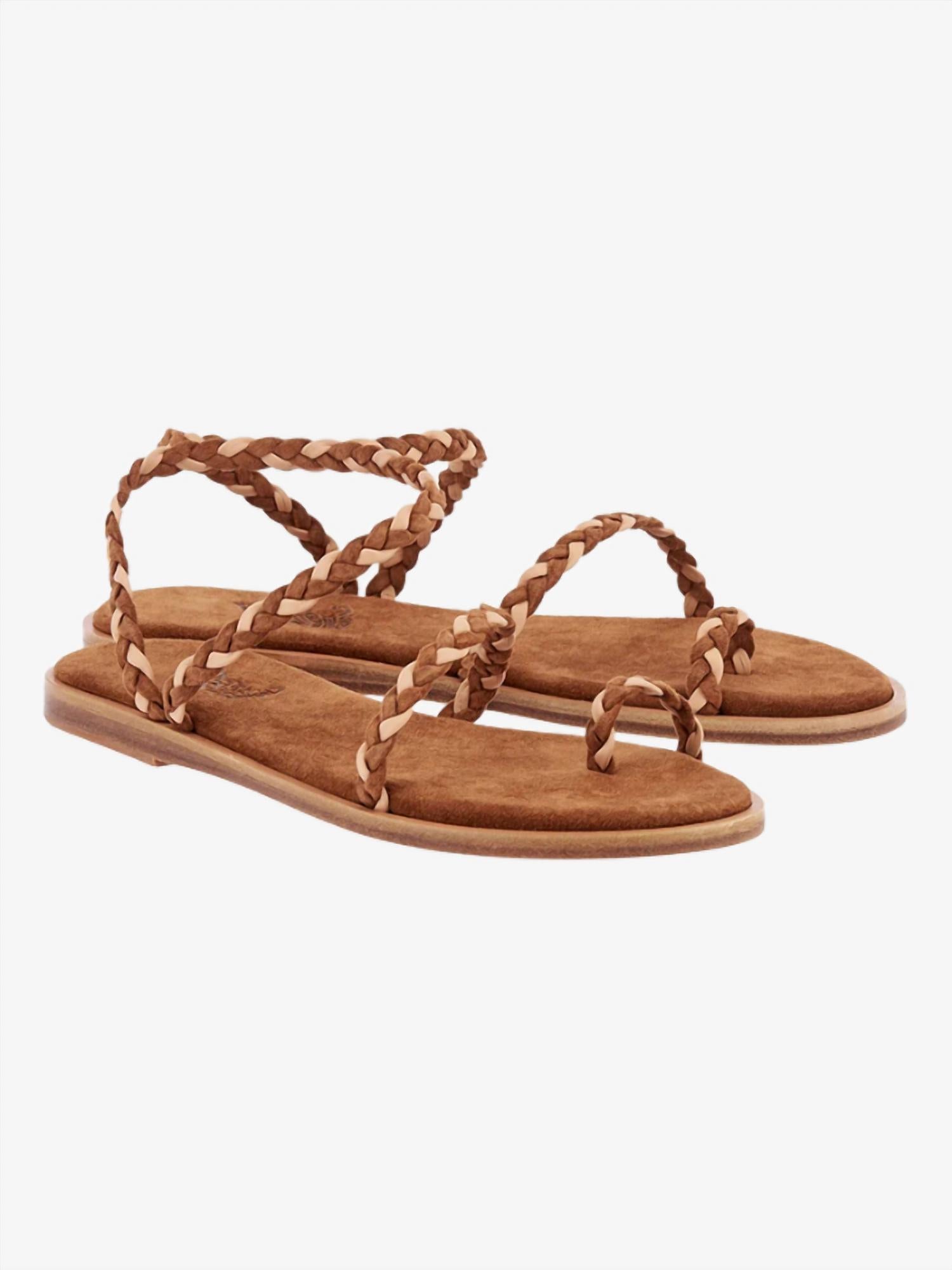 ANCIENT GREEK SANDALS Women's Elevated Eleftheria Braided Sandals in rust 1 - women's sandal - detail view