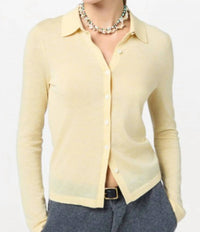 Guest In Residence Elle Long Sleeve Button Down Shirt in residence elle long sleeve button down shirt in butter - women's shirt - alternate view
