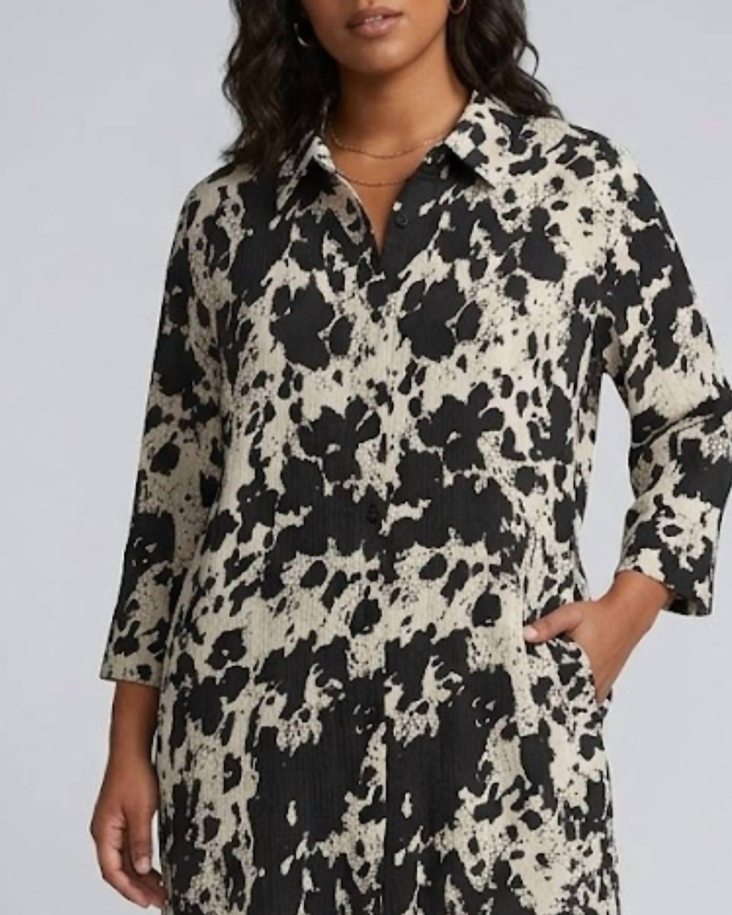 Wasabi Concept - Collared Button Down Top - Plus