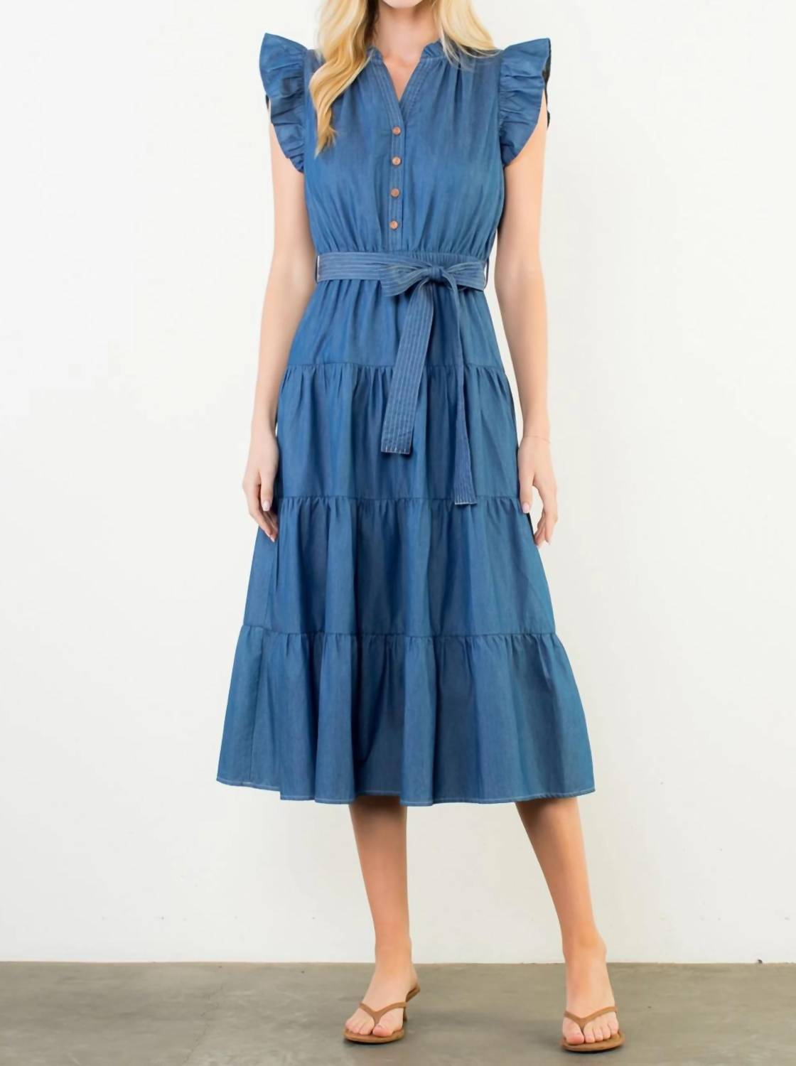 Thml - Ruffle Sleeve Denim Dress