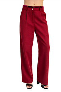 Edit By Nine - Tweed Pleated Pants With Contrast