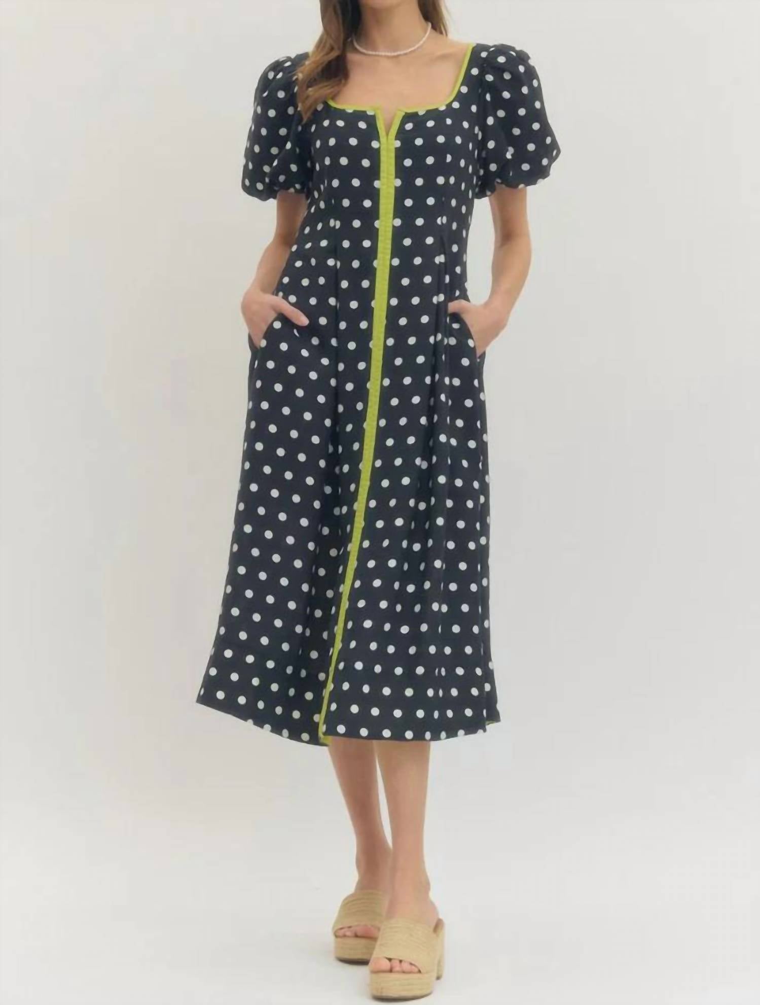 Entro - Polka Dot Midi Dress
