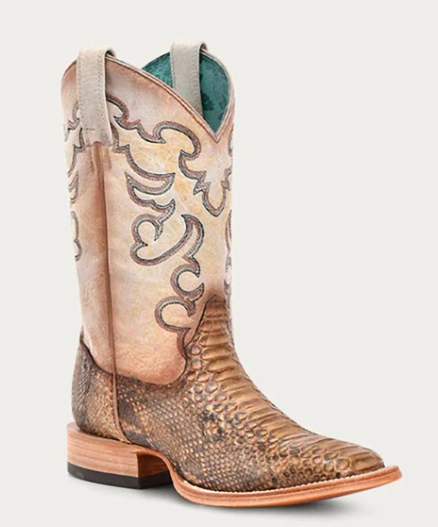 Corral - Women's Genuine Python Wide Square Toe Boots