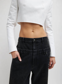 Tibi - Vintage Denim Double Waisted Slouchy Carpenter Jean