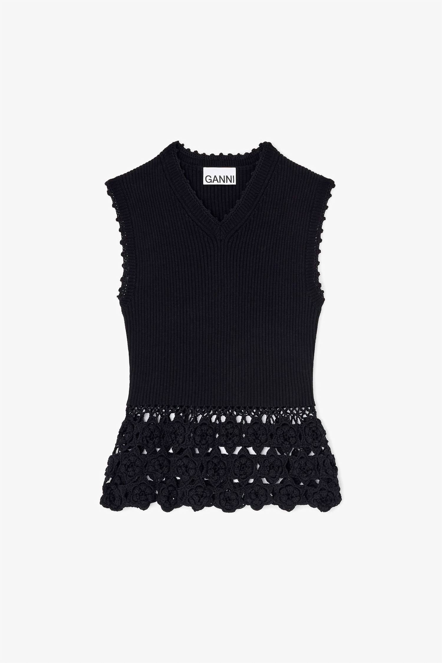 Ganni - Cotton Crochet Vest