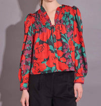 Alden Adair Oliver Long Sleeve Top in legacy floral - women's blouse