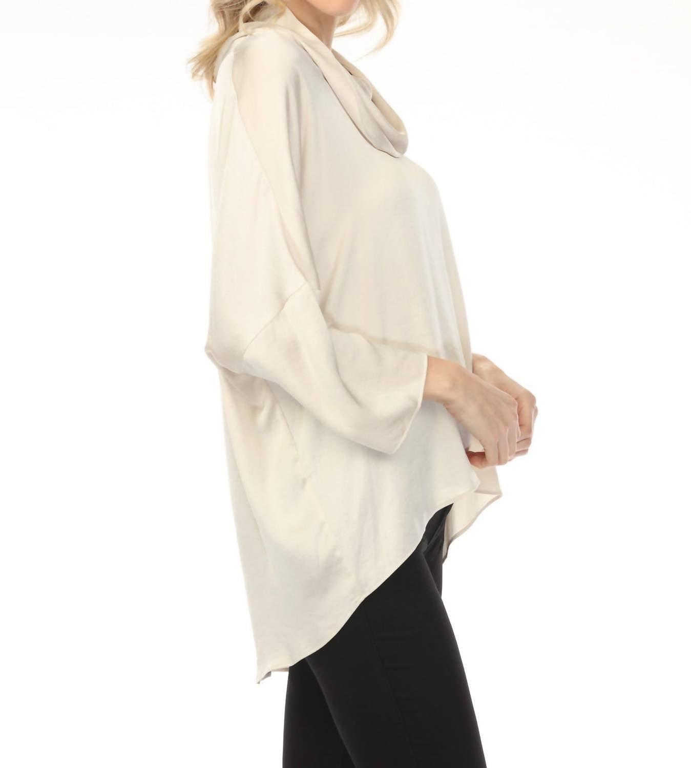 Joseph Ribkoff - Cowl Neck Satin Boxy Tunic Top