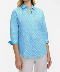 Foxcroft - Margie Geo Lattice 3/4 Sleeve Shirt