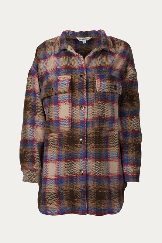 CHECKED WOOL-BLEND SHACKET