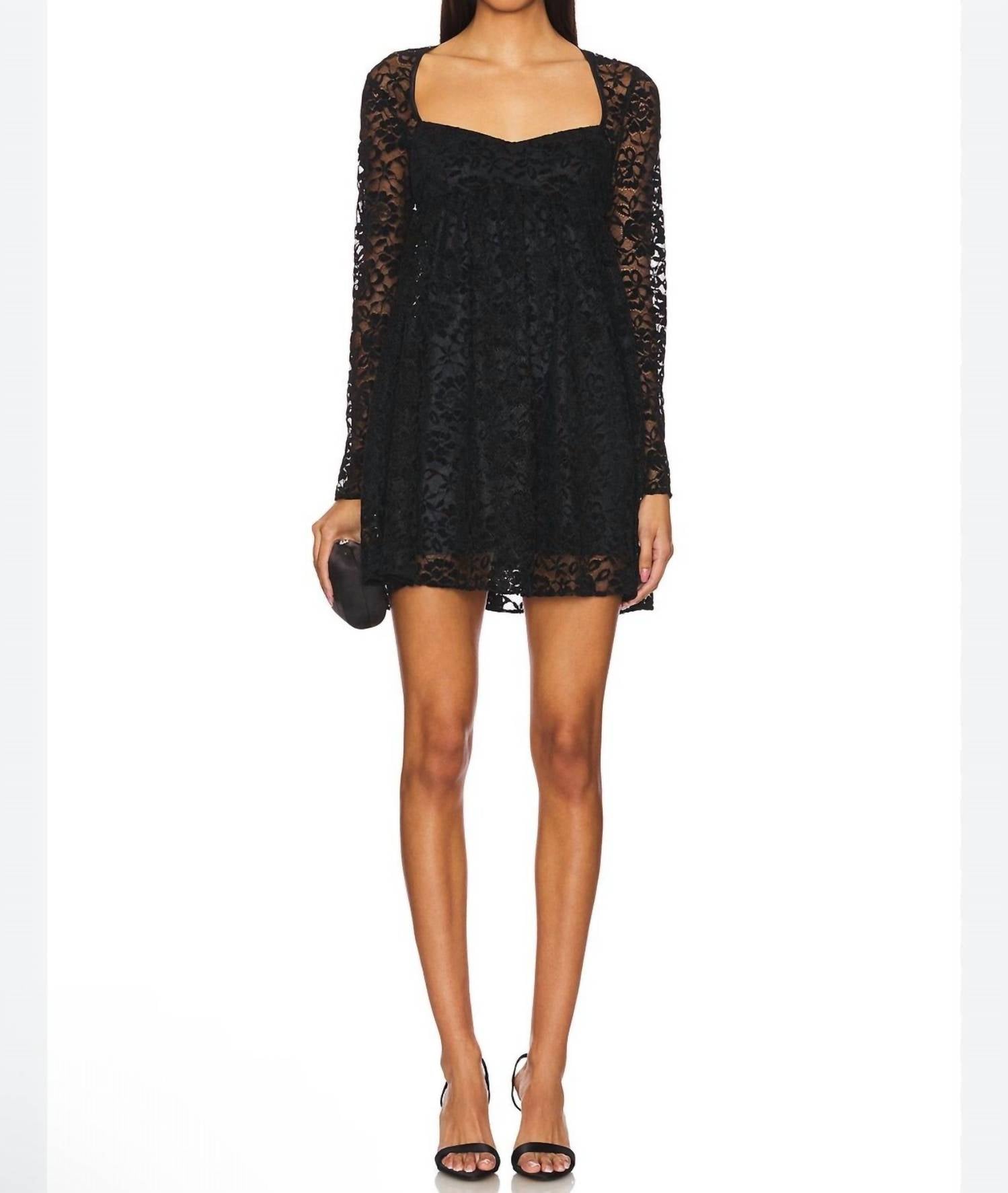 Amanda Uprichard Monet Lace Long Sleeve Mini Dress in black - women's dress