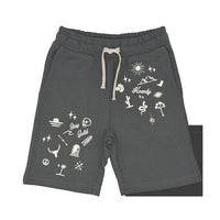 TINY WHALES Boy's Malone Sweat Short in faded black - kids' shorts