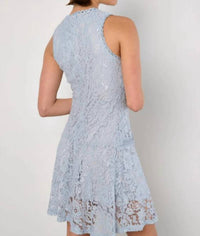 APRICOT High Neck Lace Skater Dress in light blue - women's dress - detail view