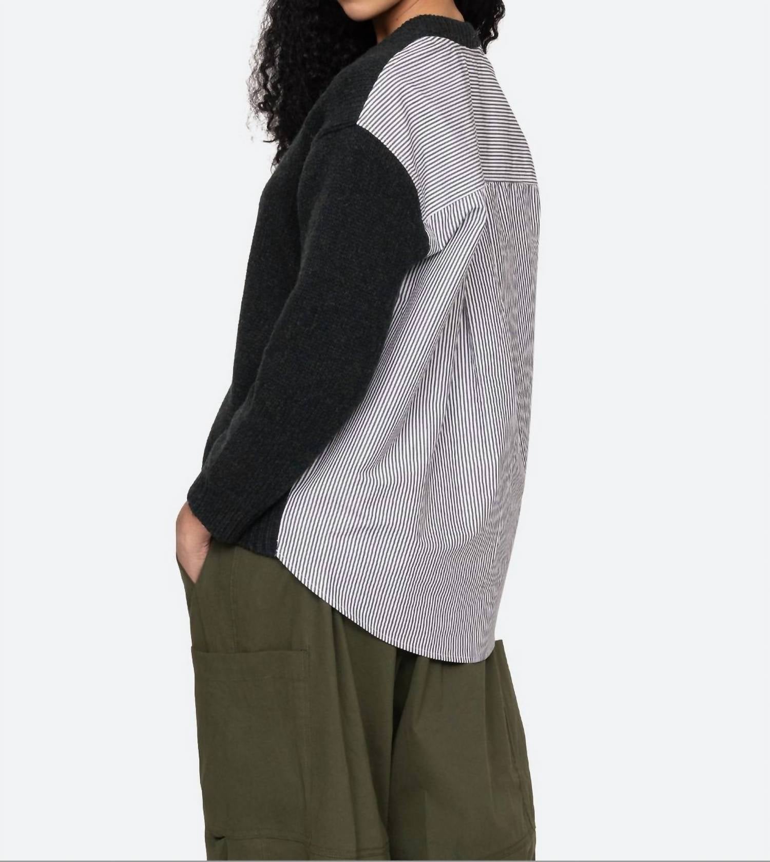 SEA Mallory V-neck Sweater in forest - women's sweater - alternate view