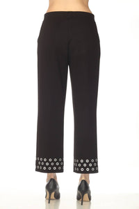 Joseph Ribkoff Grommet Detail Pull On Straight Pants in black 1 - women's pants - alternate view