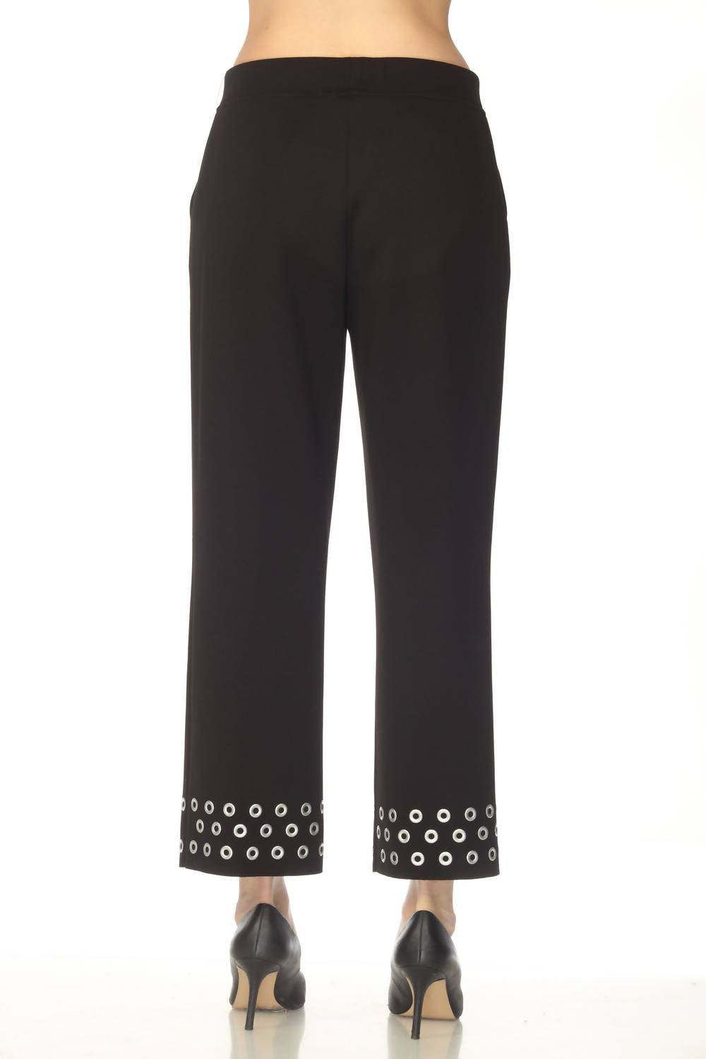 Joseph Ribkoff Grommet Detail Pull On Straight Pants in black 1 - women's pants - alternate view