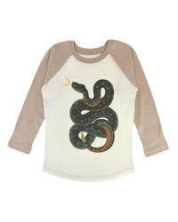 TINY WHALES Kid's Snake Pass Tee in natural clay - kids' shirt
