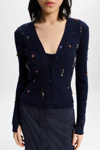 Dorothee Schumacher - Embellished Merino Long Sleeve Twinset Cardigan