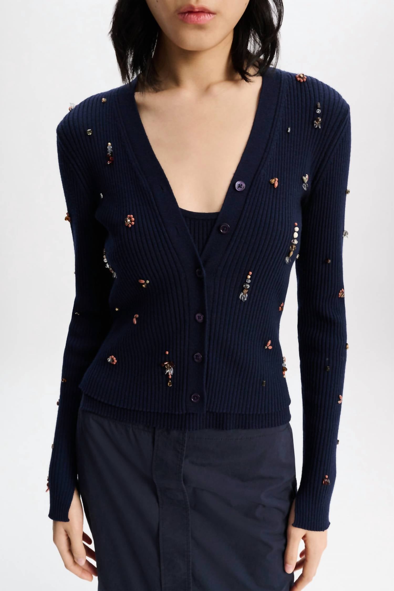 Dorothee Schumacher - Embellished Merino Long Sleeve Twinset Cardigan