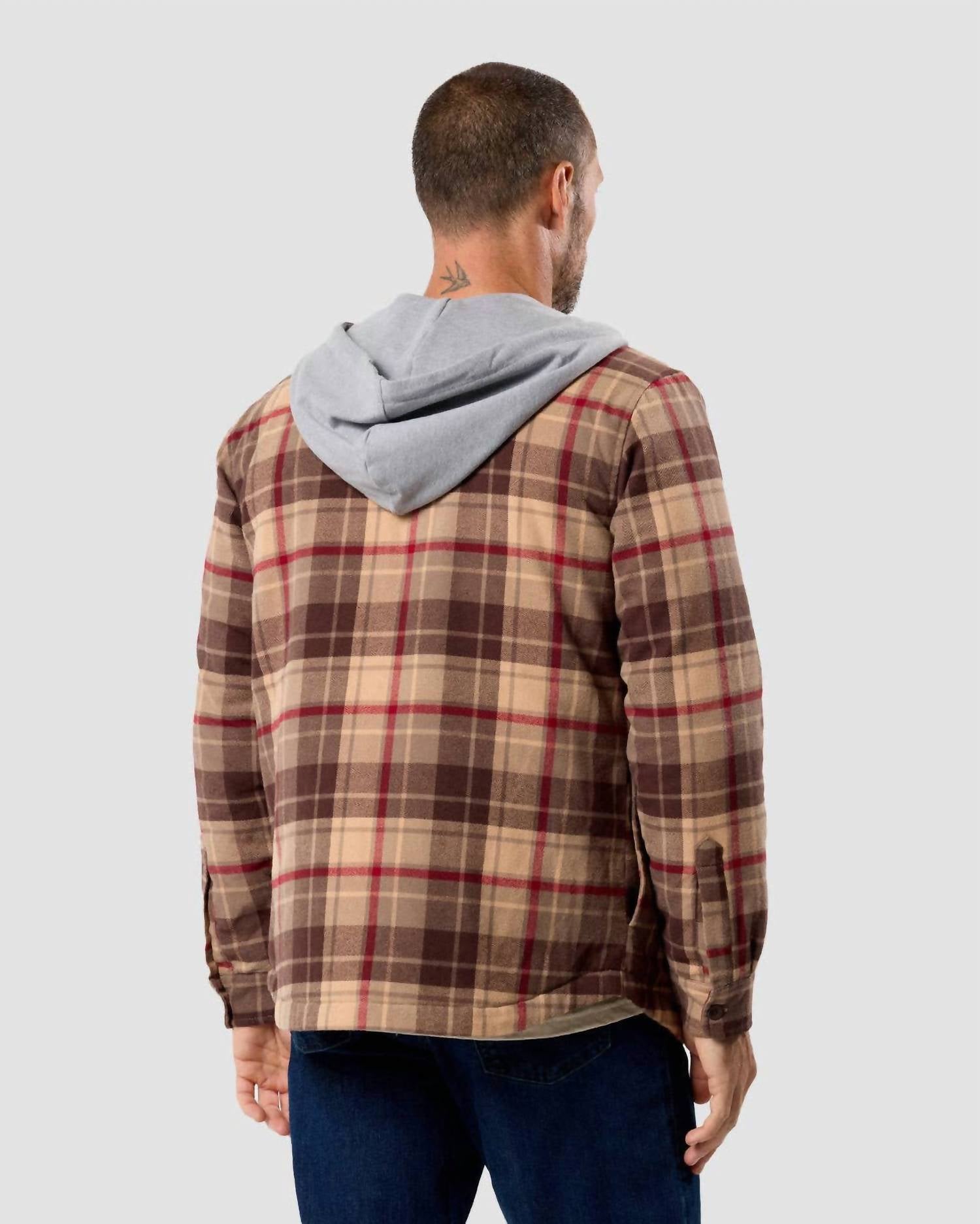 Into The Am - Men's Hooded Flannel Zip-up Shirt Jacket