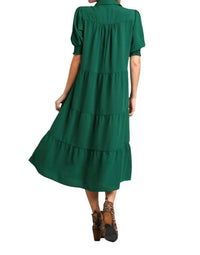 Umgee - Tiered Cuffed Sleeve Dress