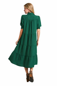 Umgee - Tiered Cuffed Sleeve Dress