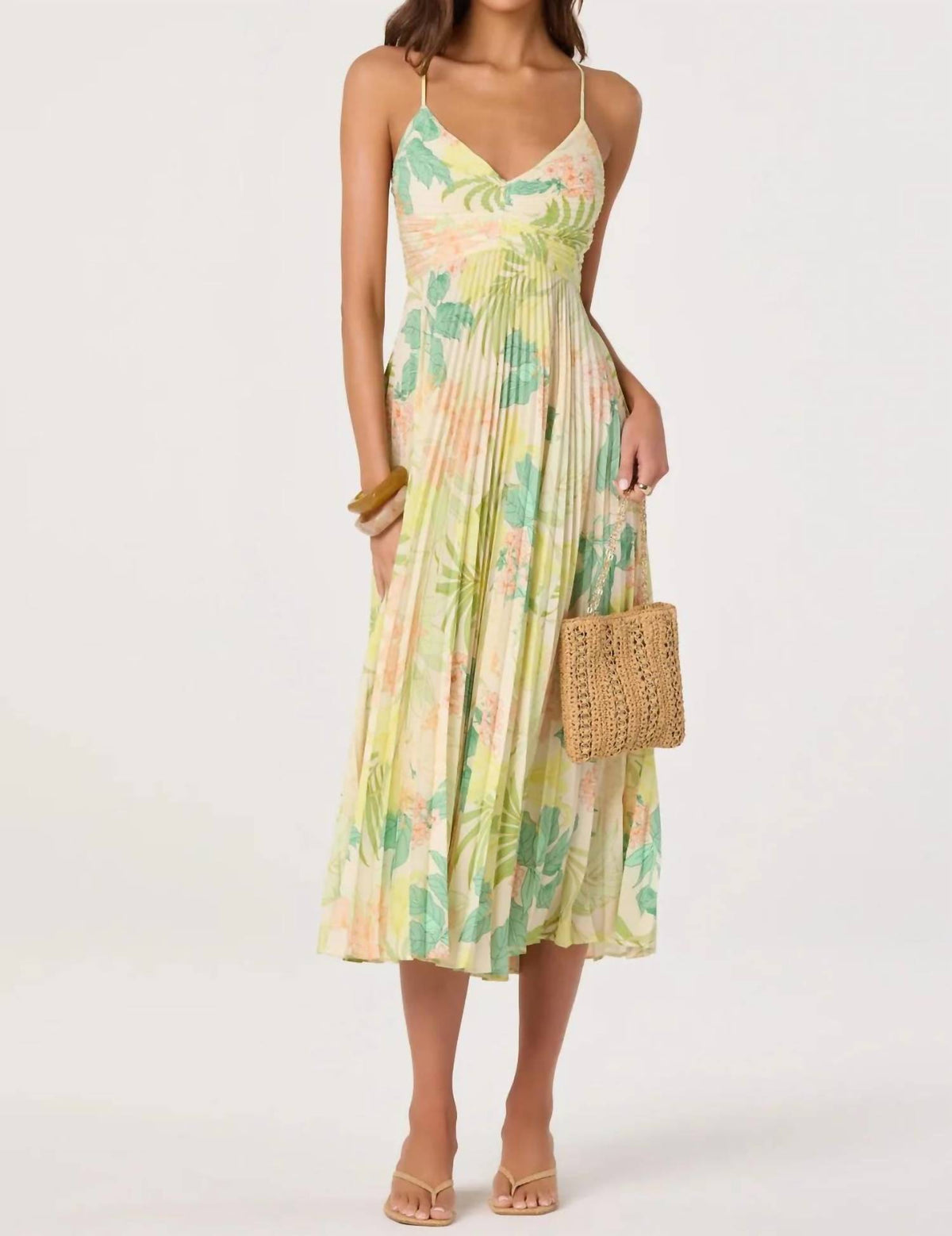 Astr - Blythe Floral Plisse Midi Dress