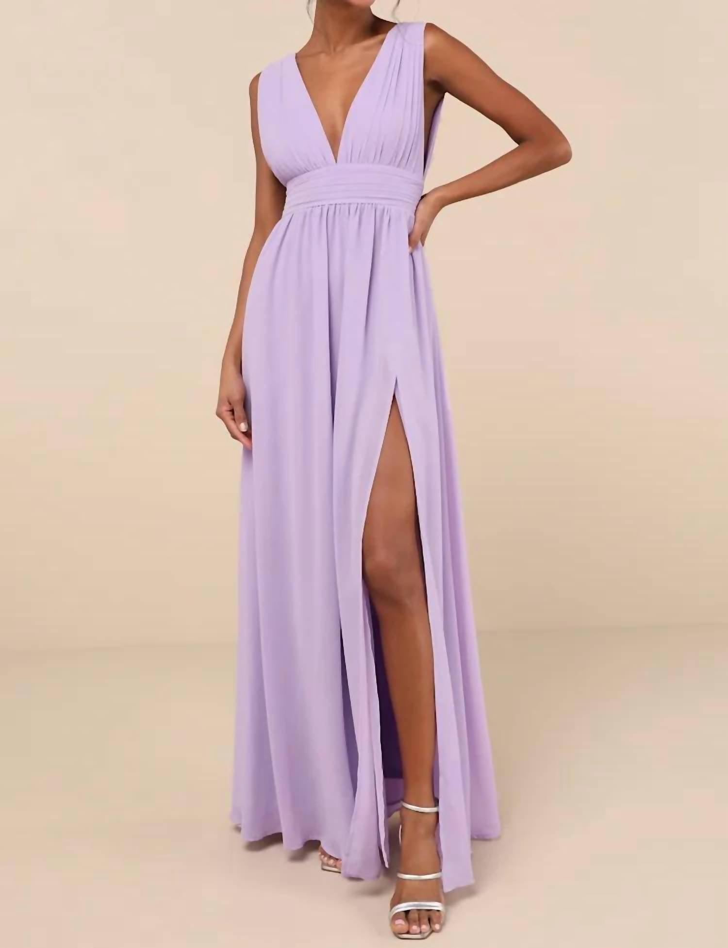 Lulus - Women's Heavenly Hues Chiffon Pleated Maxi Dress