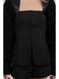 Whiteroom+Cactus - Faux Leather Sherpa Combo Bolero Moto Jacket