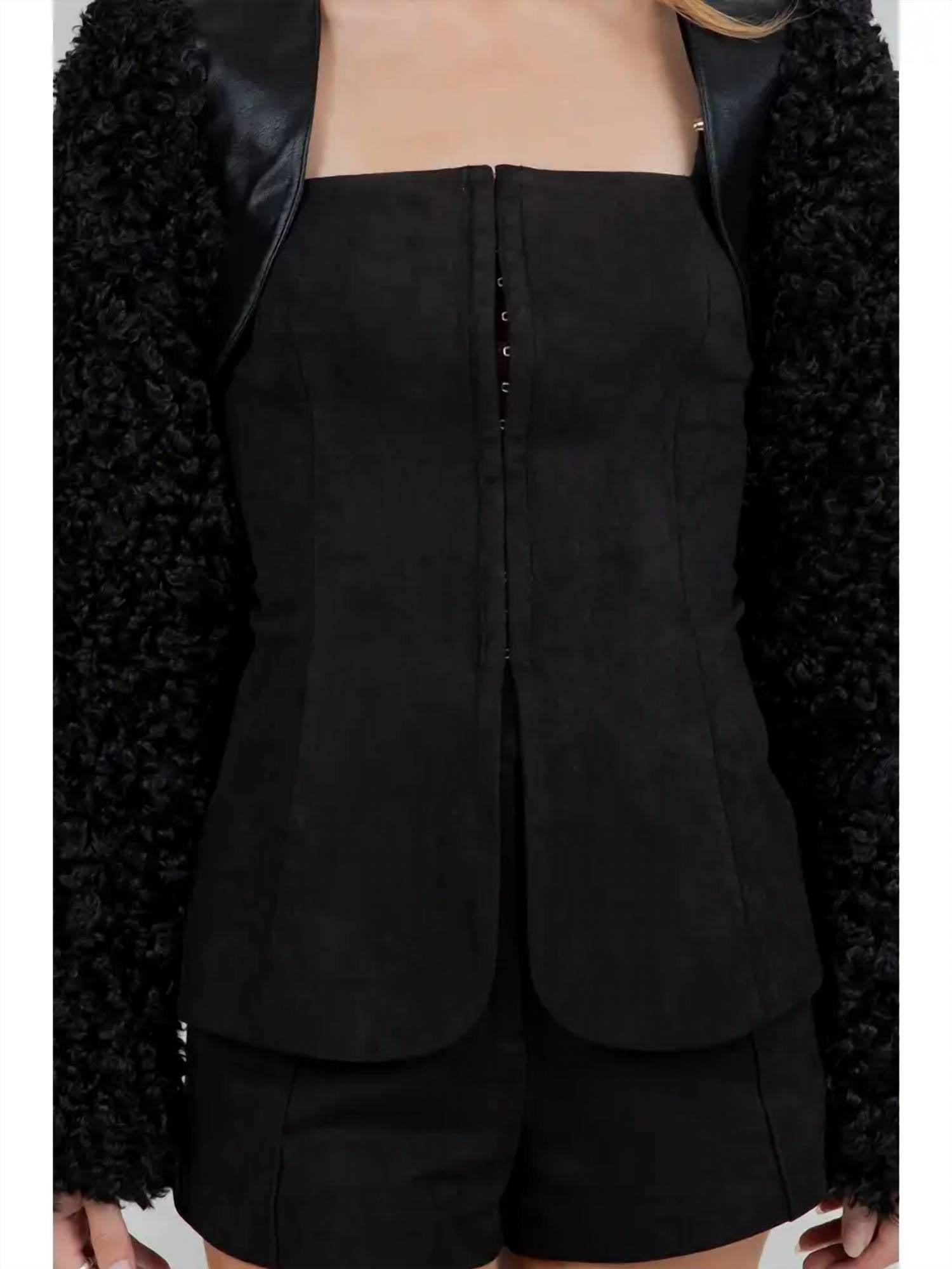 Whiteroom+Cactus - Faux Leather Sherpa Combo Bolero Moto Jacket