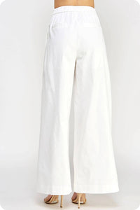 Strut & Bolt - Pleat Detail Wide Leg Twill Pants