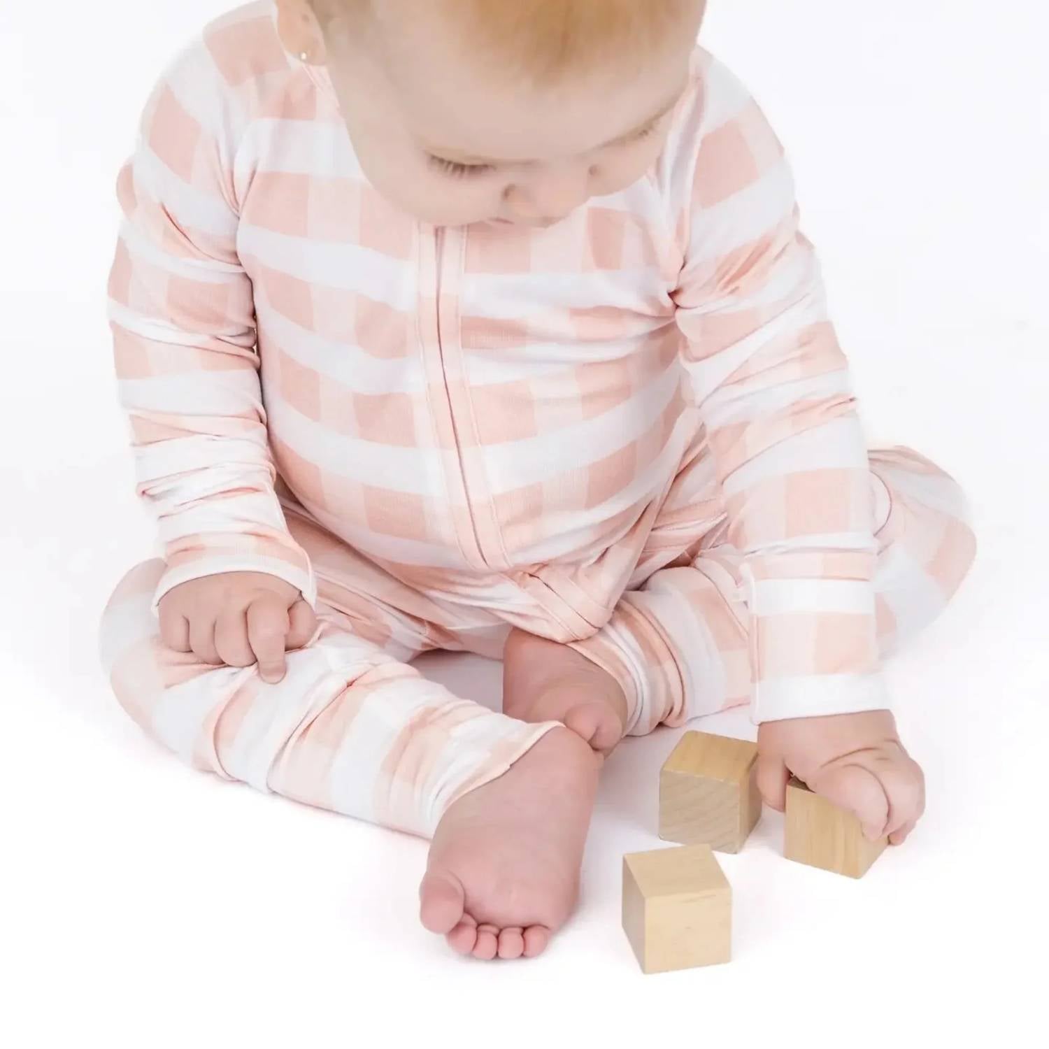 Emerson And Friends - Gingham Bamboo Convertible Footie Romper