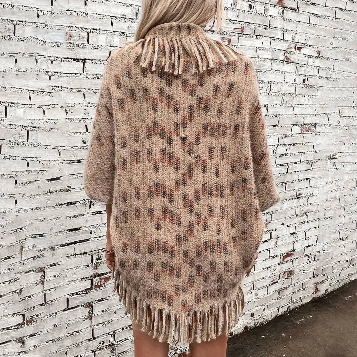 Faire - Fringe Open Front Half Sleeve Cardigan