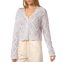 SABLYN Jolie V-Neck Cropped Cable Cardigan in himalaya - women's cardigan