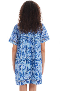 ALLISON NEW YORK Kaia Mini Dress in blue floral - women's dress - detail view