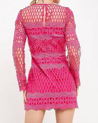 Endless Rose - Long Sleeve Crochet Mini Dress