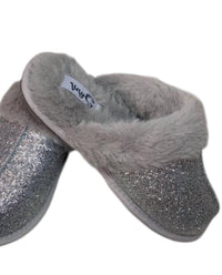 Very G Women's Super Soft Sparkly Glitter Slippers in silver - women's shoe - detail view
