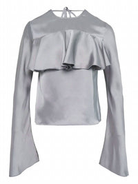 Ganni - Women's Double Viscose Satin Ruffle Top