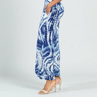 Clara Sun Woo Crepe Knit Front Slit Ankle Petal Pant in swirl wave - women's pants - detail view