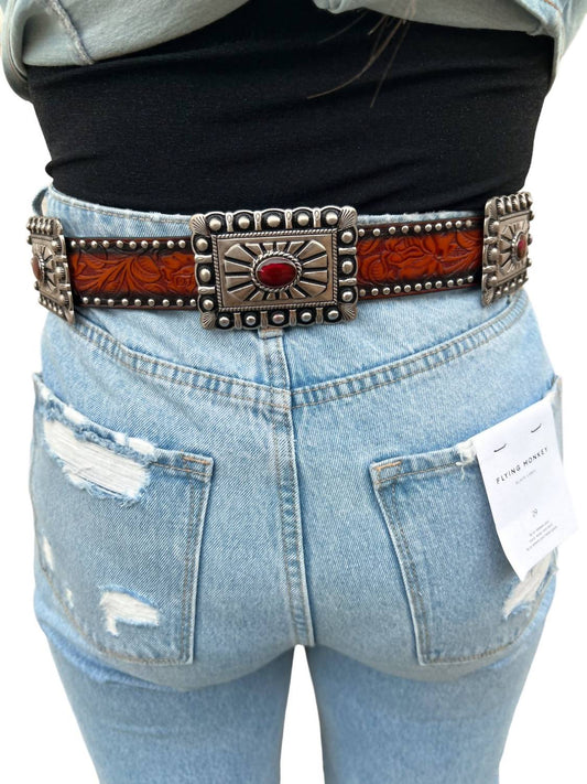 Handmade Leaf Design Genuine Leather Belts