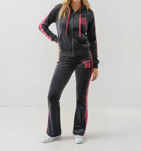 Malibu Road Love 23 Velour Tracksuit Set in black - women's sleepwear