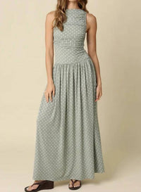 Mint Exclusives - Paige Polka Dot Ruched Maxi Dress