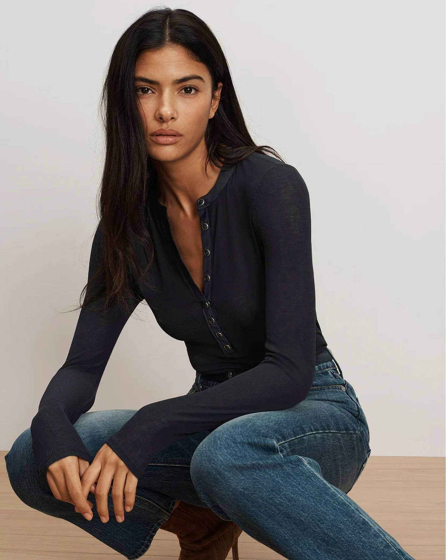 Veronica Beard - Drexler Ribbed Henley Top