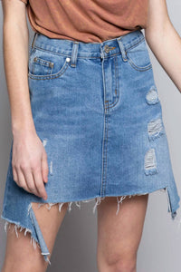 Pol - Distressed Denim Mini Skirt