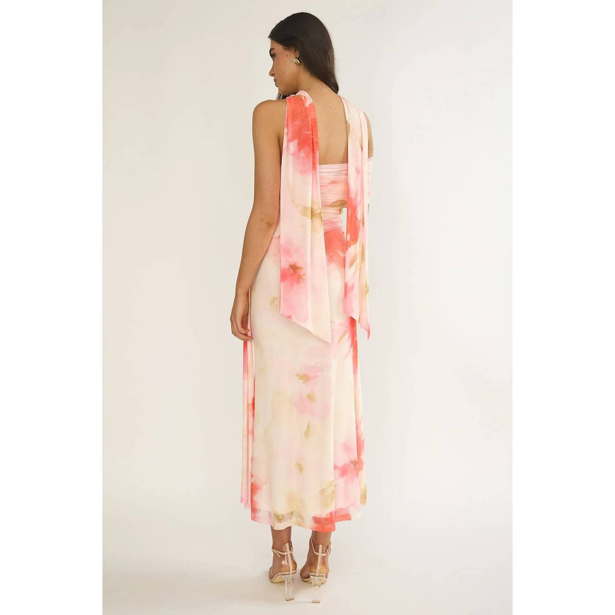 One And Only Collective - Strapless One Shoulder Floral Midi Dress