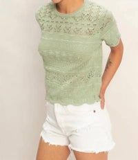 Double Zero - Sophia Pointelle Knit Short Sleeve Top