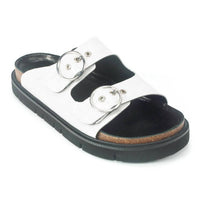 All Black - Women's Circle Buckle Lowform Sandal