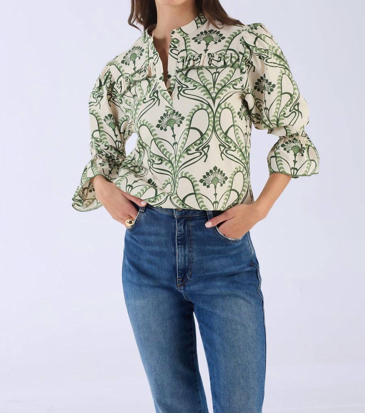Beyond By Vera - Stella Ruffled Hem Blouse